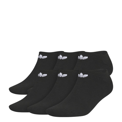 Set of 6 black no-show socks with white trefoil logos