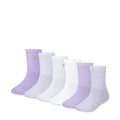 Air Jordan half crew socks 6-pack in violet and white, ribbed ankle cuffs