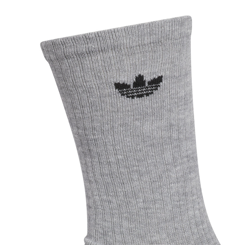 Heather grey crew sock with adidas trefoil logo on the cuff