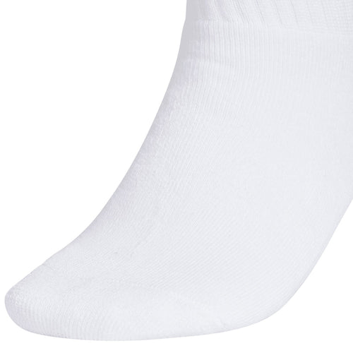 White quarter sock with ribbed knit texture and smooth ribbed cuff