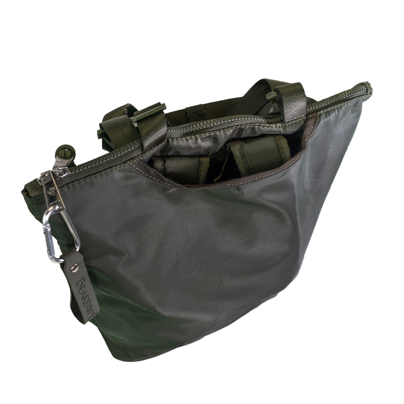 CONVERTIBLE NYLON TOTE / BACKPACK DARK OLIVE