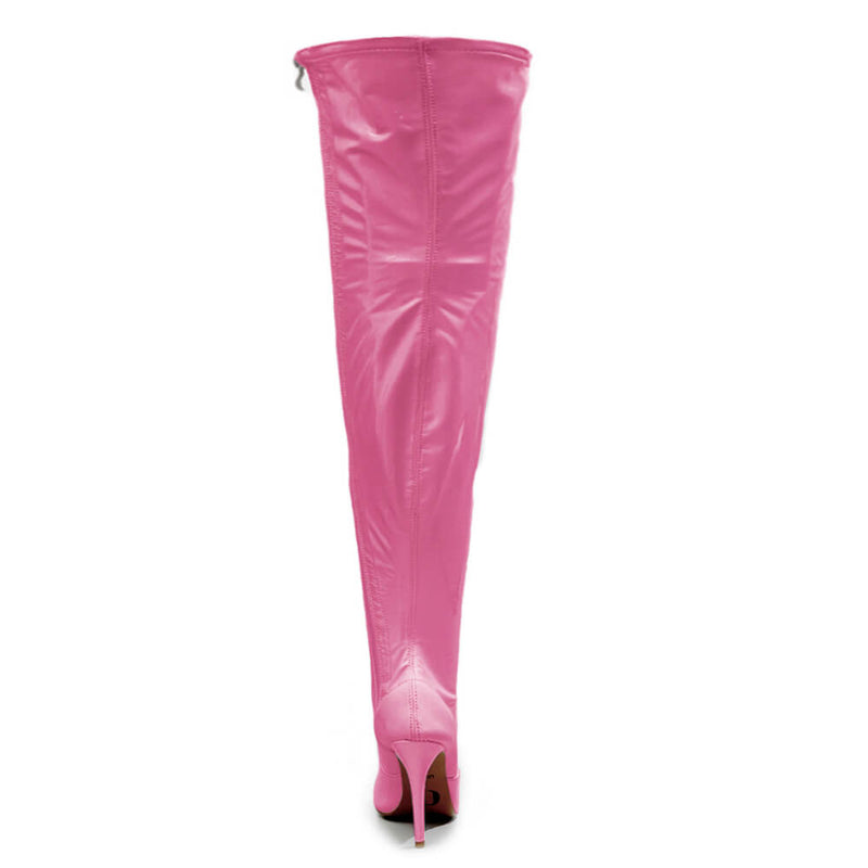 Devilla Size Inclusive - Pink Vegan Patent - Street Sole - Thigh Variant Six