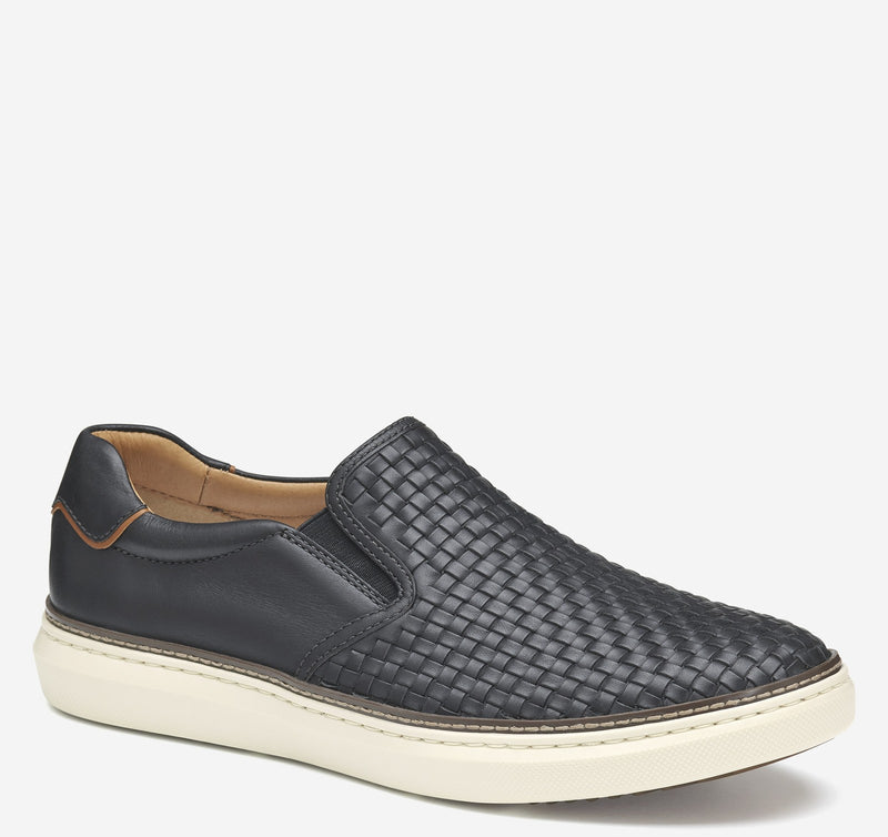 Johnston & Murphy McGuffey 2 Woven Slip-On 25-2995 Black Woven Full Grain