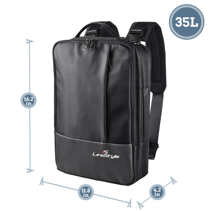LS LifeStyle Leather 3 in 1 Backpack USB Professional Briefcase Waterproof Bag - AllSportsWearUSA