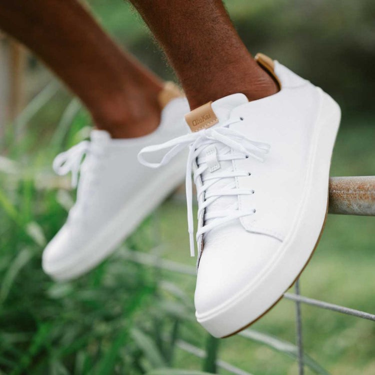 Olukai Mens Lae'Ahi Li ILi White Waterproof Leather Sneaker Men's