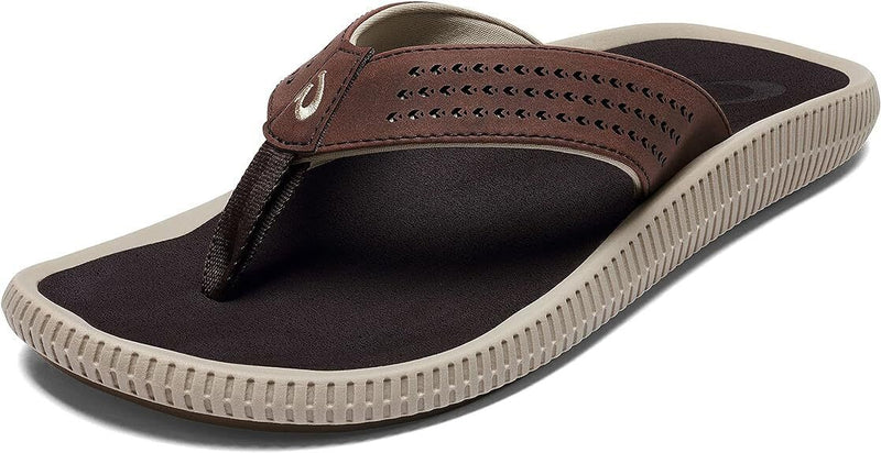 OluKai Men's Ulele 10435-6363 Dk Wood/Dk Wood Beach Sandals Brand New - AllSportsWearUSA