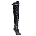 Omani Size Inclusive - Black Vegan Patent - Street Sole - Thigh Variant Three