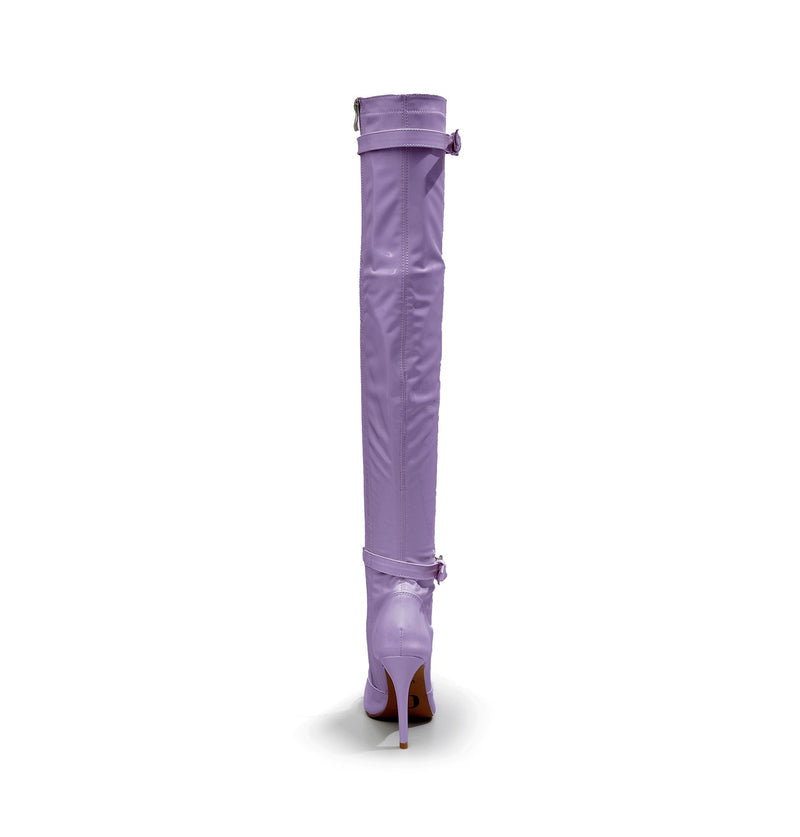 Omani Size Inclusive - Lavender Vegan Patent - Street Sole - Thigh Variant One