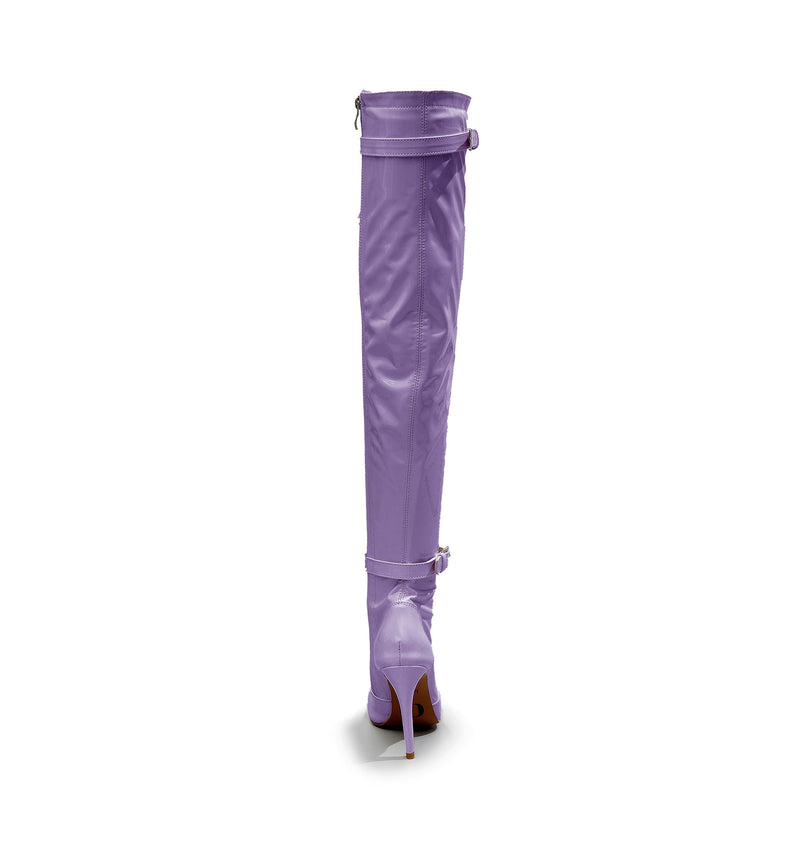 Omani Size Inclusive - Lavender Vegan Patent - Street Sole - Thigh Variant Three