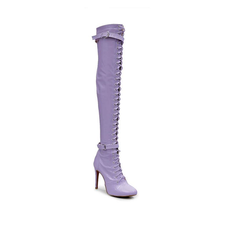 Omani Size Inclusive - Lavender Vegan Patent - Street Sole - Thigh Variant Zero