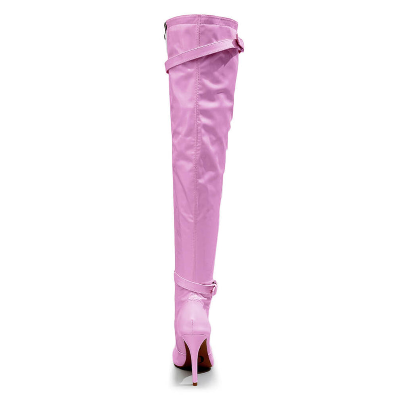Omani Size Inclusive - Pink Vegan Patent - Street Sole - Thigh Variant Four