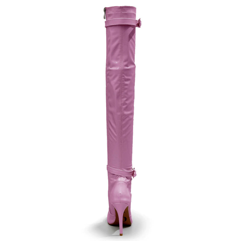 Omani Size Inclusive - Pink Vegan Patent - Street Sole - Thigh Variant One