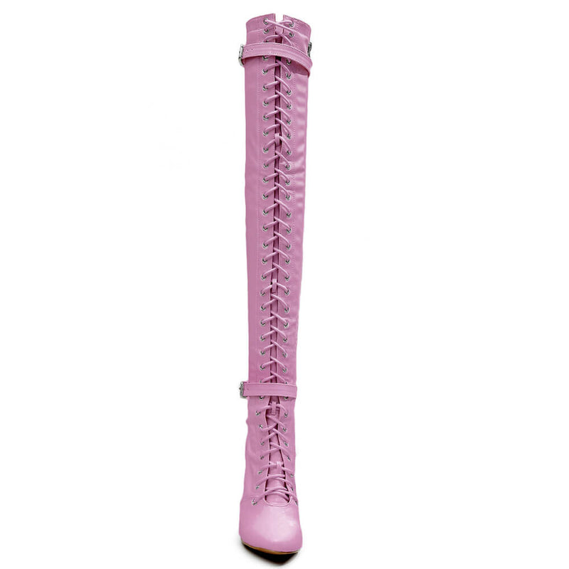 Omani Size Inclusive - Pink Vegan Patent - Street Sole - Thigh Variant Zero