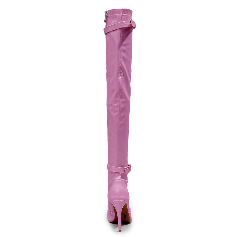 Omani Size Inclusive - Pink Vegan Patent - Street Sole - Thigh Variant Zero