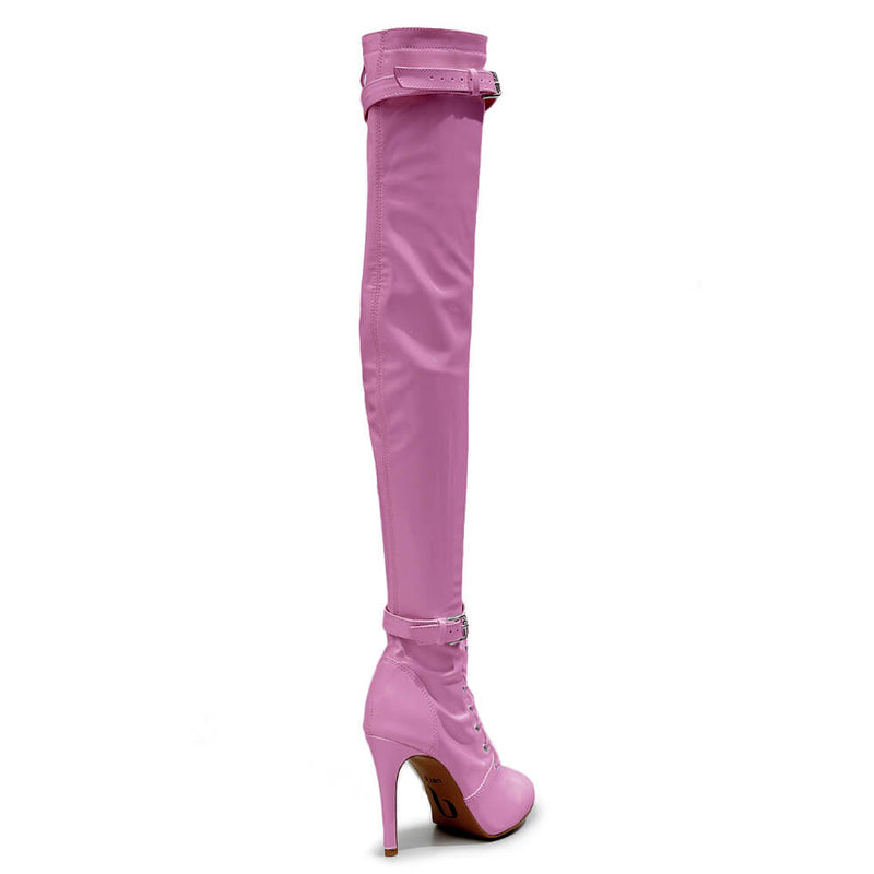Omani Size Inclusive - Pink Vegan Patent - Street Sole - Thigh Variant Zero