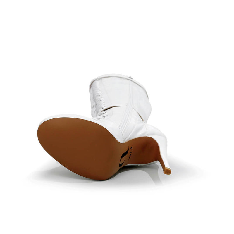 Omani Size Inclusive - White Vegan Patent - Street Sole - Thigh Variant One