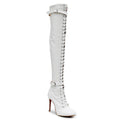 Omani Size Inclusive - White Vegan Patent - Street Sole - Thigh Variant Zero