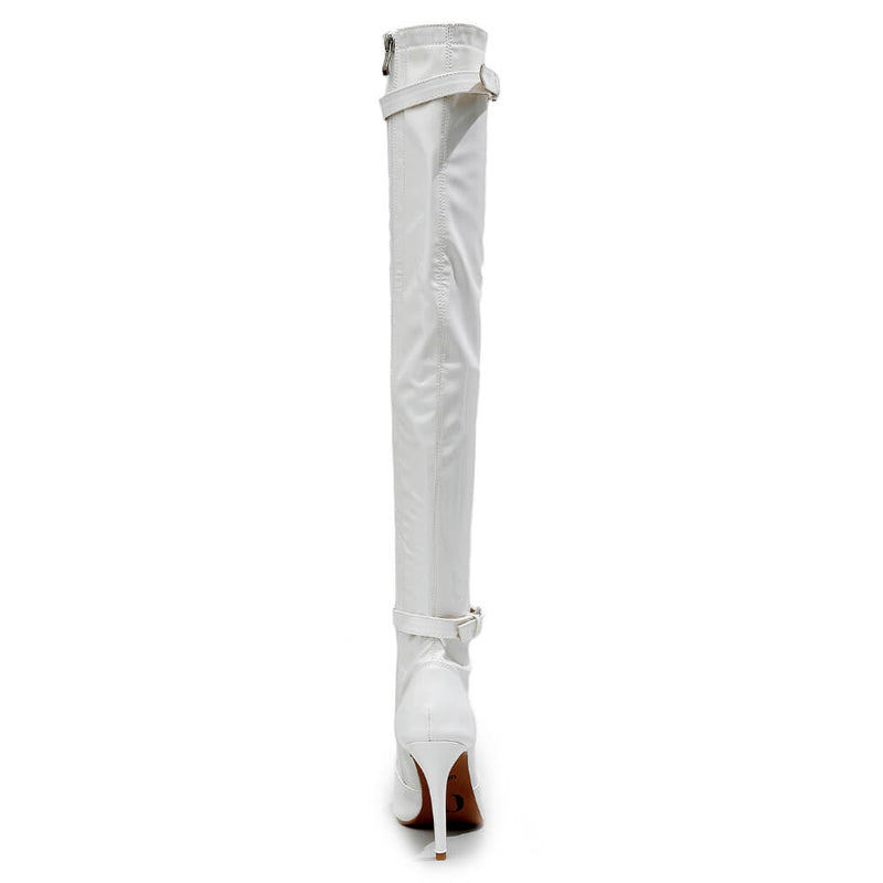 Omani Size Inclusive - White Vegan Patent - Street Sole - Thigh Variant Zero