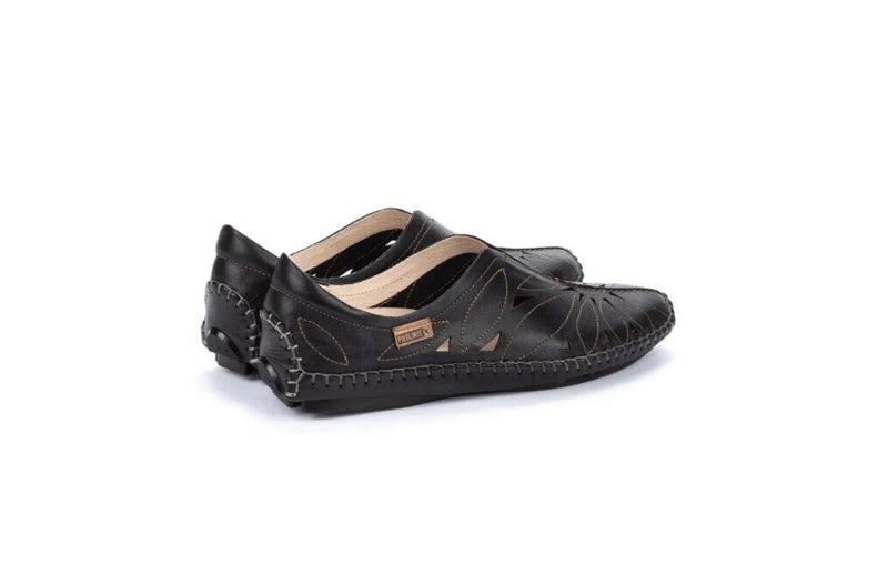 Pikolinos Casual Jerez Slip On Black Leather Loafer Flat Shoes 578-7399-BLK NEW - AllSportsWearUSA