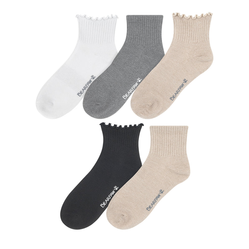RUFFLE SUPPORT ANKLET 5PK SIMPLY TAUPE