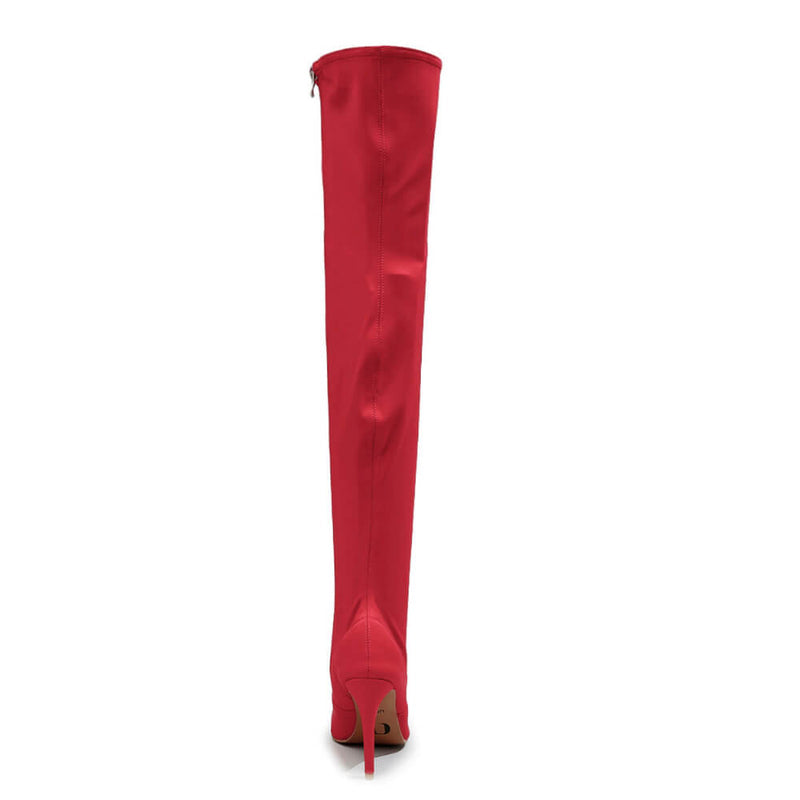 Skye Size Inclusive - Red Lycra - Street Sole - Thigh Variant One