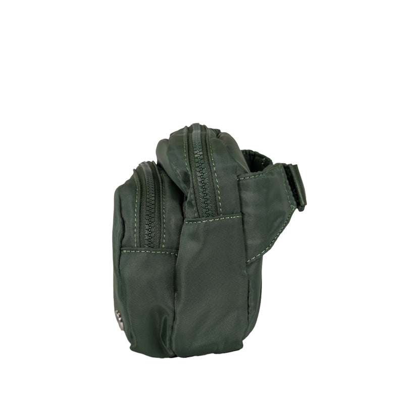 SQUARE DOUBLE ZIP WAIST BAG/SLING OLIVE