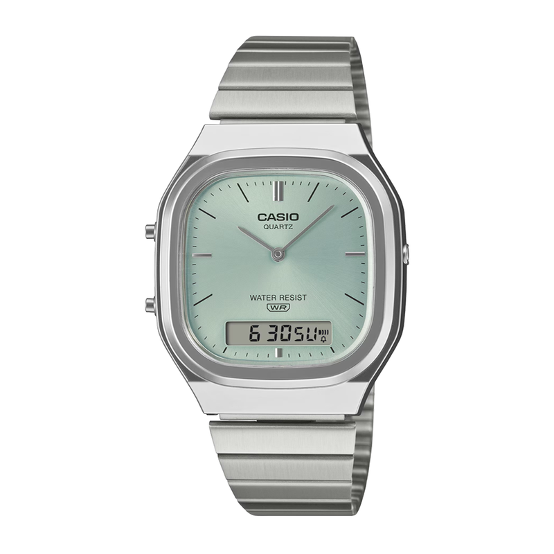 VINTAGE ANALOG DIGITAL SERIES SILVER/LIGHT BLUE