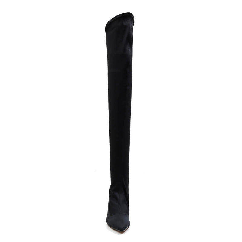Whitneyy - Vegan Ultra Stretch Suede Black - Street Sole - Thigh Variant One